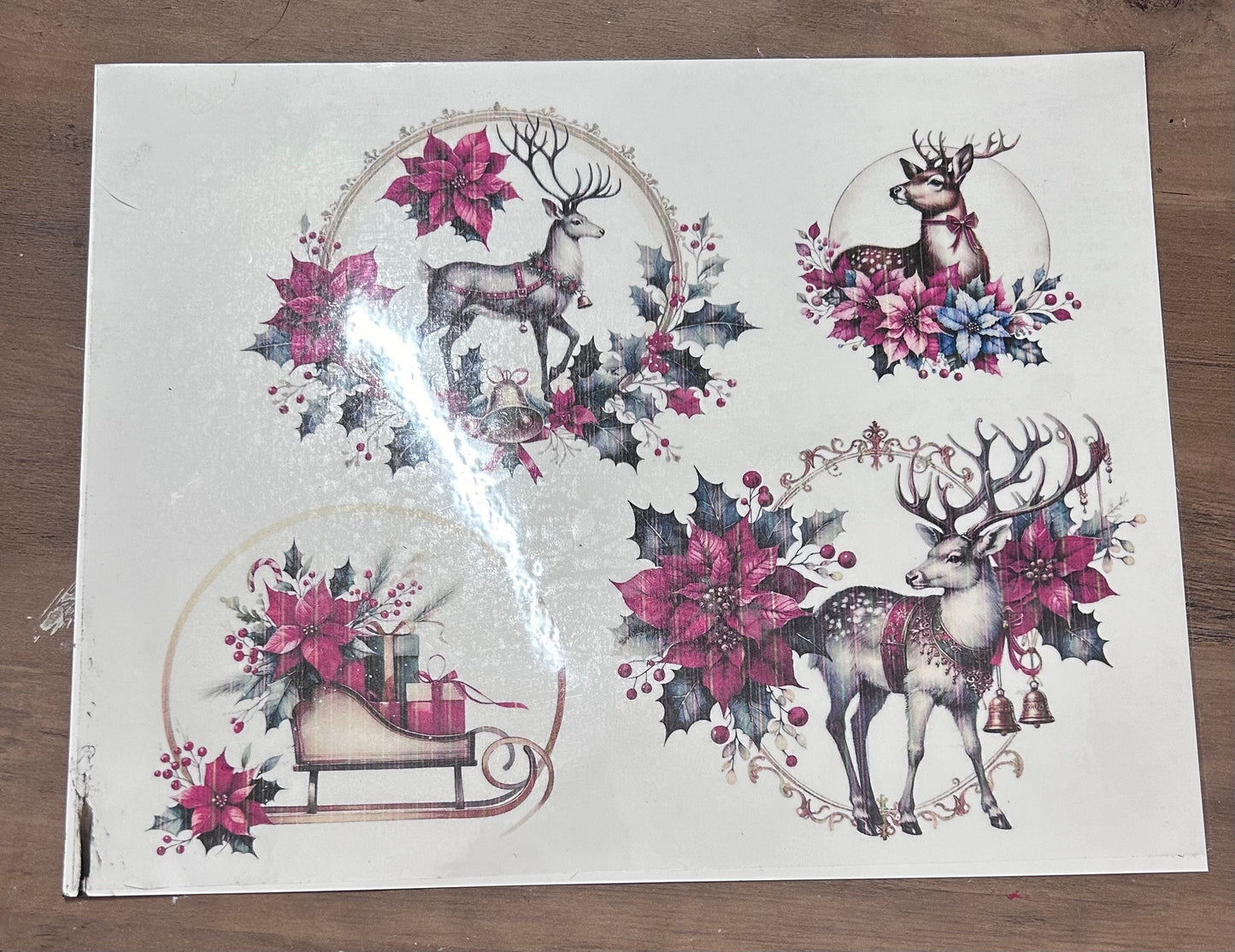 Reindeer Tattoo Paper kit with Unpainted Wood Ornament cutouts