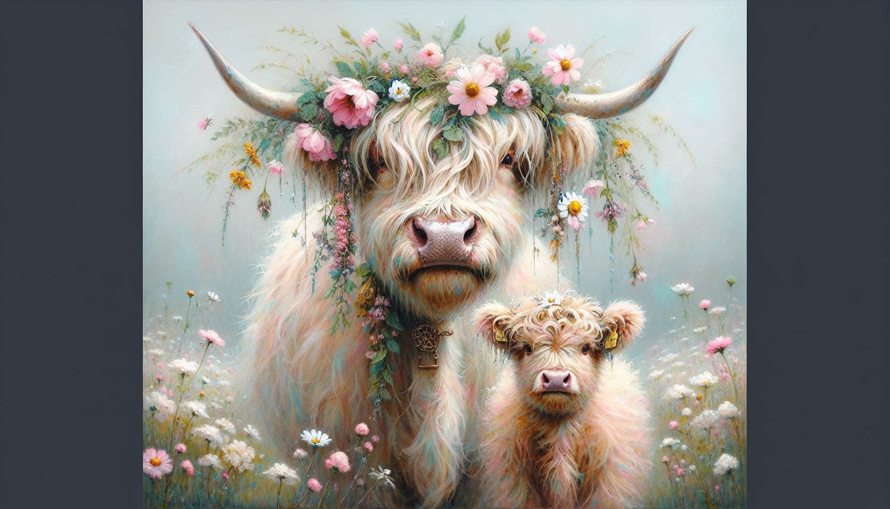 Mama Highland cow and baby digital download