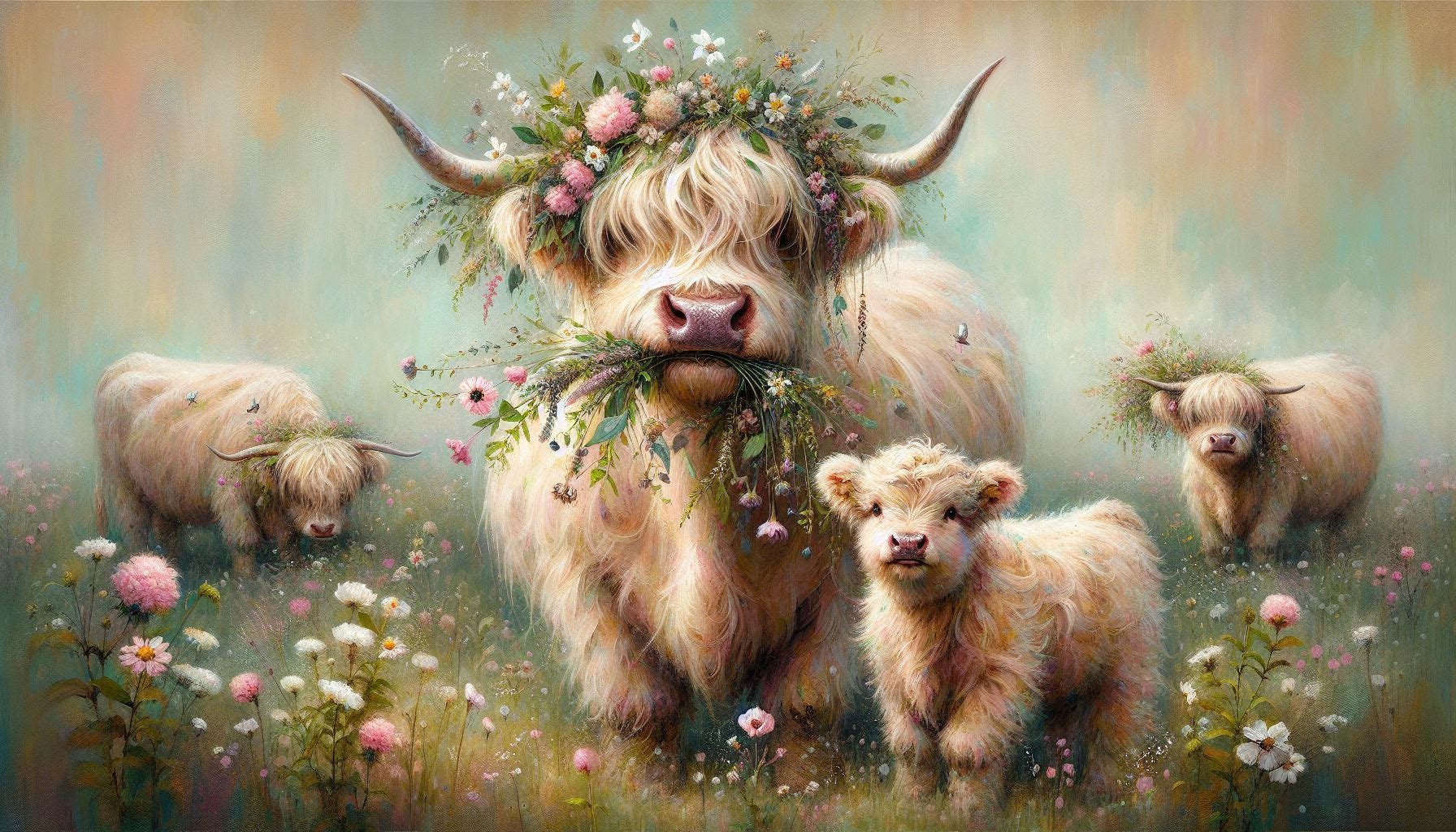 Mama Highland cow and baby digital download