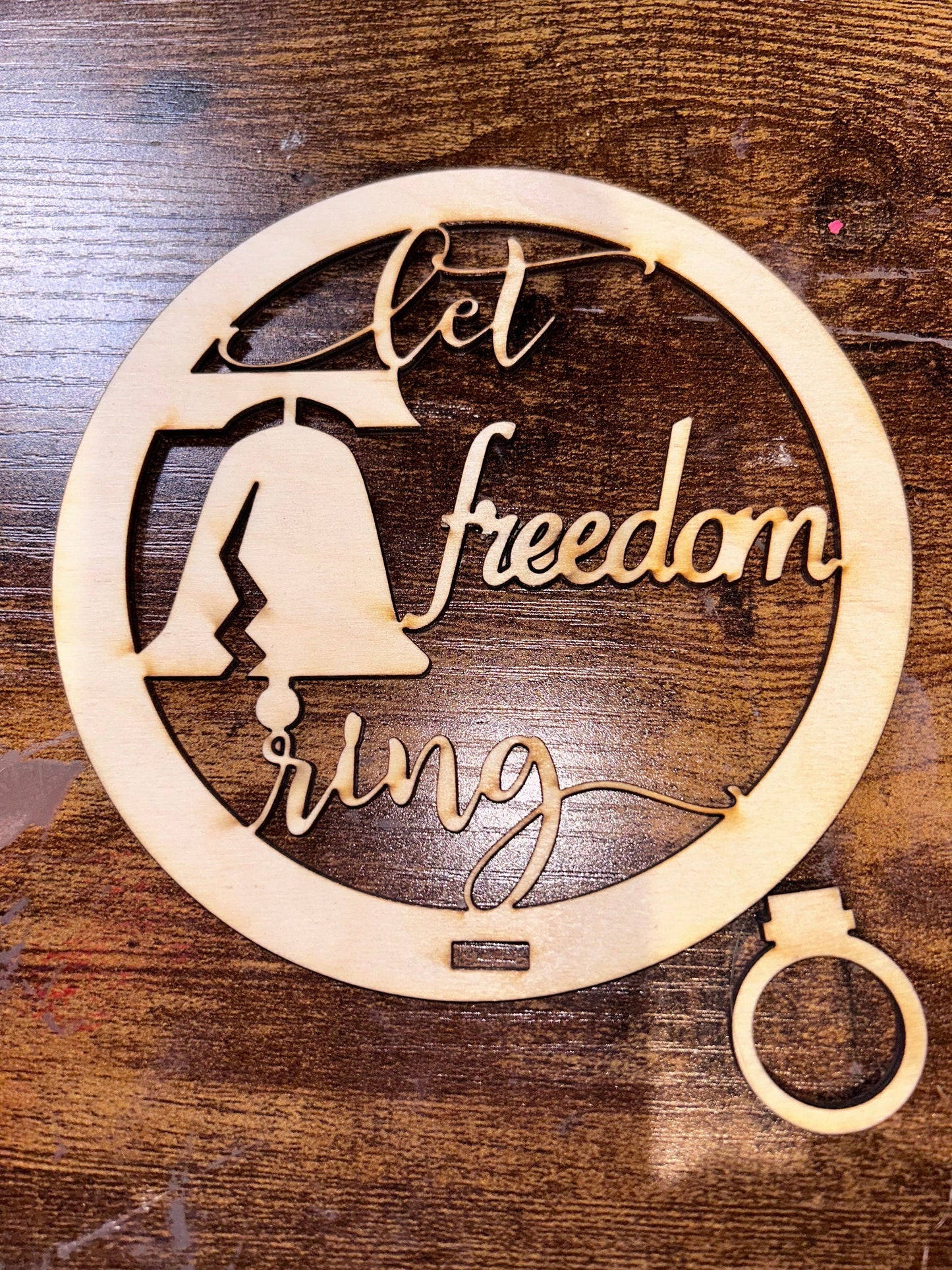 Let Freedom Ring Nightlight attachment. Unpainted Wood Cutout