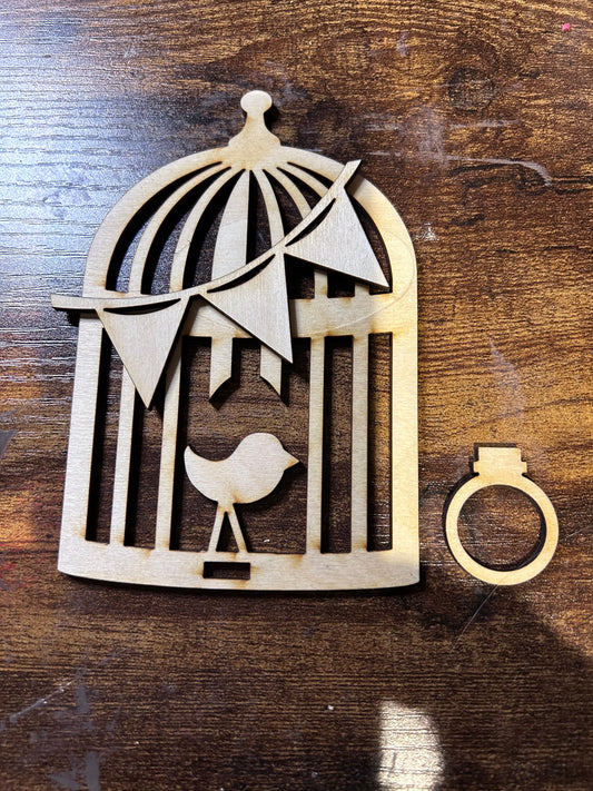 Birdcage Nightlight attachment. Unpainted Wood Cutout