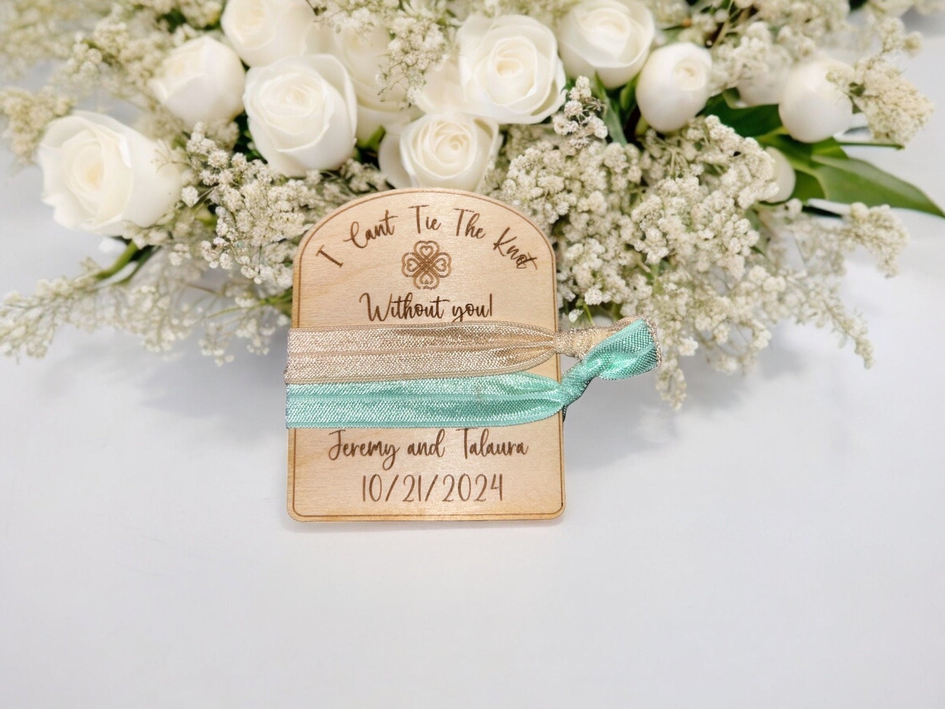 Bridesmaid Gift “I Can’t Tie the Knot Without You” WOODEN Hair tie Holder