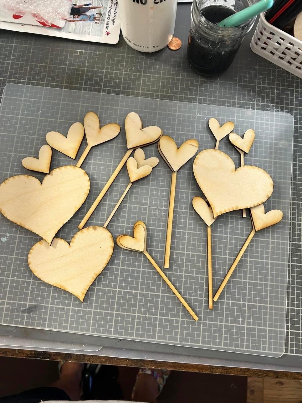 Hearts bundle wood pieces Unpainted (12 pack)