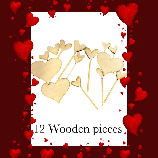 Hearts bundle wood pieces Unpainted (12 pack)