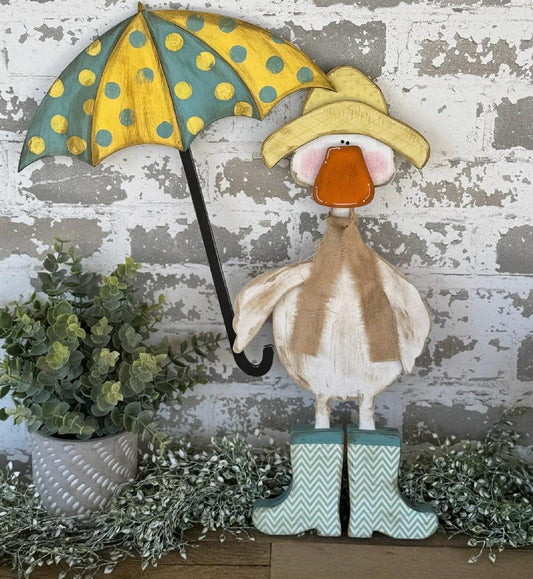 Duck with umbrella UNPAINTED / Unassembled DIY Kit (blank)