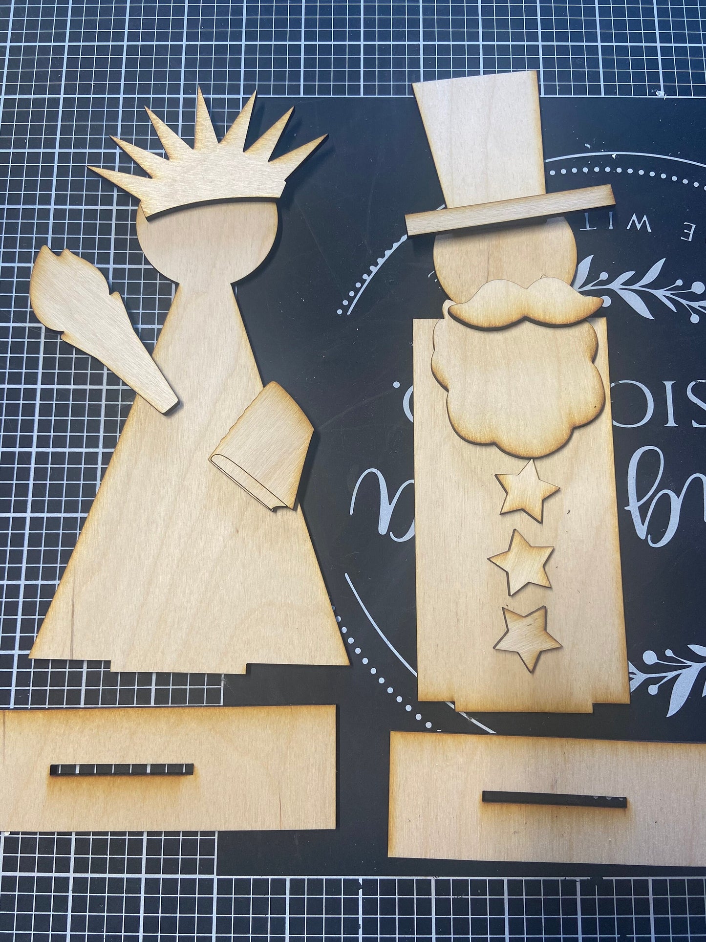 DIY primitive uncle Sam and Lady liberty