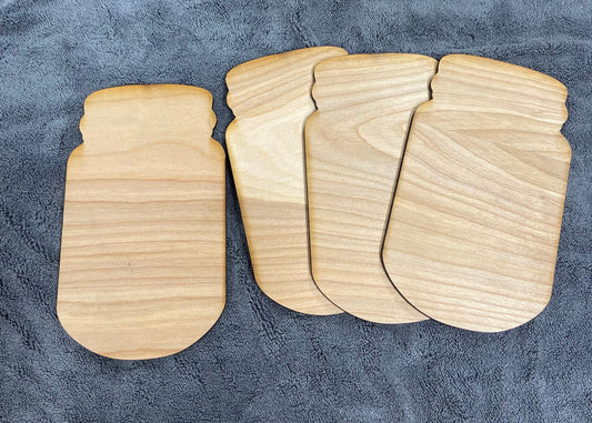 4 unpainted wood Mason Jars