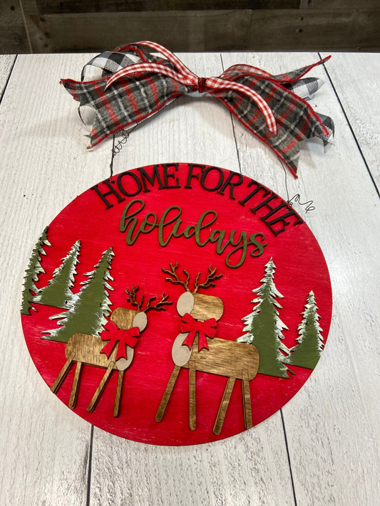 DIY Oh Deer, home for the holidays door hanger