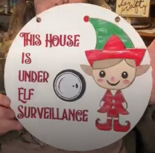 Elf Surveillance Door Hnager Sign Digital SVG File
