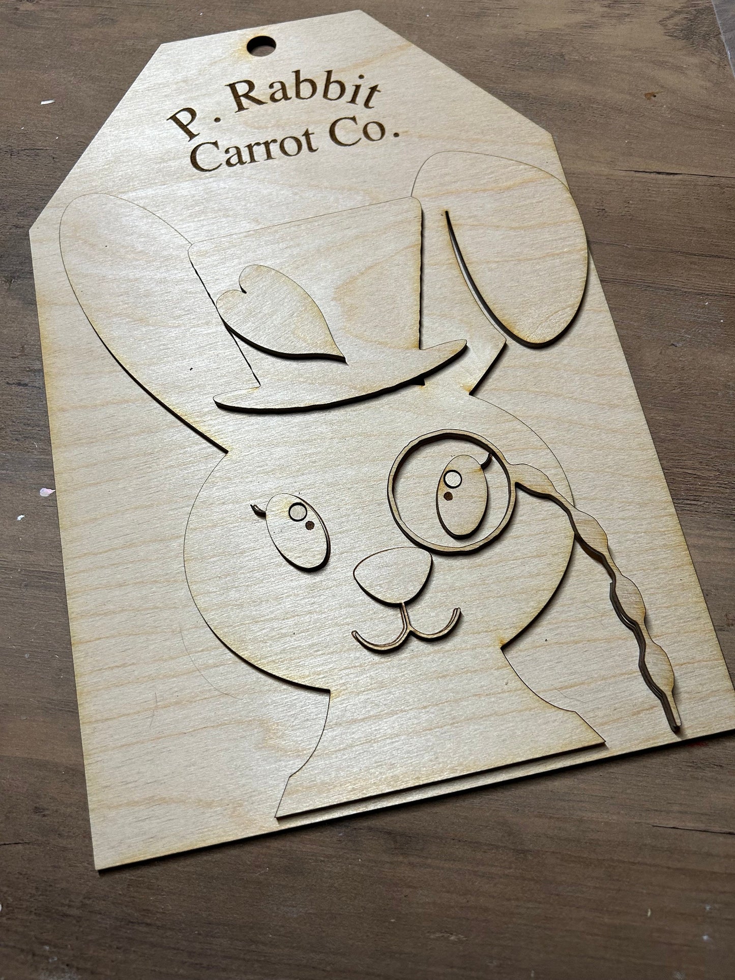 P. Rabbit Carrot Co. Sign Tag Unpainted